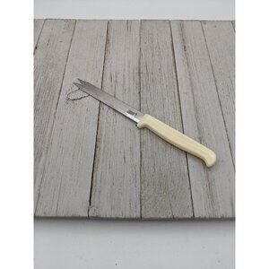 Quikut Utility All Purpose Cheese Meat Slicing Knife Serrated 2 Prongs 4" Blade